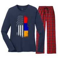 Armenian American Flag T Pride Armenia Usa Tees Women's Long Sleeve Flannel Pajama Set 