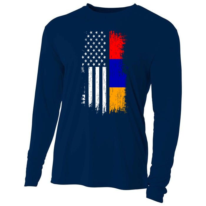 Armenian American Flag T Pride Armenia Usa Tees Cooling Performance Long Sleeve Crew