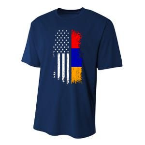 Armenian American Flag T Pride Armenia Usa Tees Performance Sprint T-Shirt