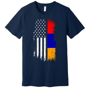 Armenian American Flag T Pride Armenia Usa Tees Premium T-Shirt