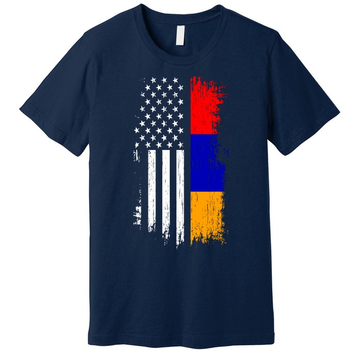 Armenian American Flag T Pride Armenia Usa Tees Premium T-Shirt