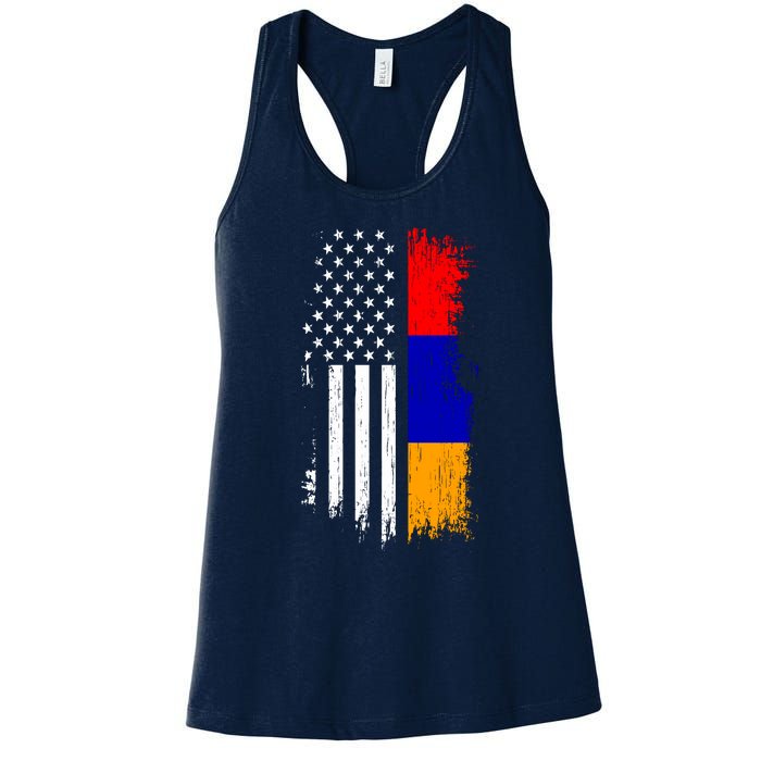 Armenian American Flag T Pride Armenia Usa Tees Women's Racerback Tank