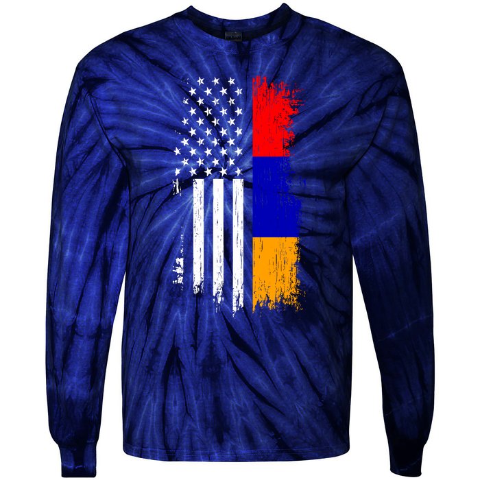 Armenian American Flag T Pride Armenia Usa Tees Tie-Dye Long Sleeve Shirt