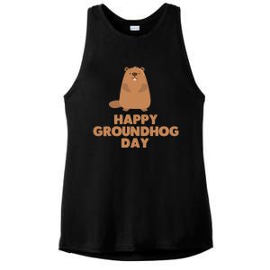 Awesome And Funny Happy Groundhog Day Shirt Ladies PosiCharge Tri-Blend Wicking Tank