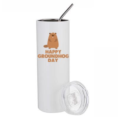 Awesome And Funny Happy Groundhog Day Shirt Stainless Steel Tumbler