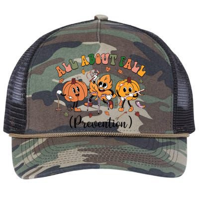 All About Fall Prevention Physical Therapy Funny Ot Ota Retro Rope Trucker Hat Cap