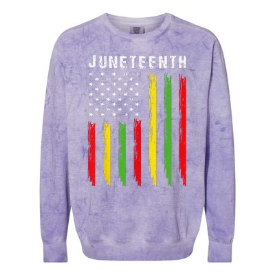 African American Flag Juneteenth Wo Colorblast Crewneck Sweatshirt