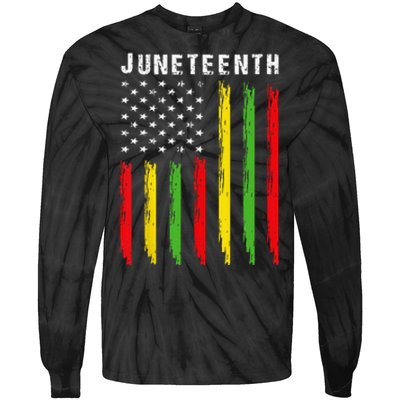 African American Flag Juneteenth Wo Tie-Dye Long Sleeve Shirt