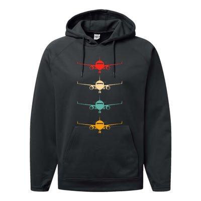 Aviation Airplane Flying Airline Funny Vintage Pilot Performance Fleece Hoodie