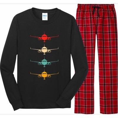 Aviation Airplane Flying Airline Funny Vintage Pilot Long Sleeve Pajama Set