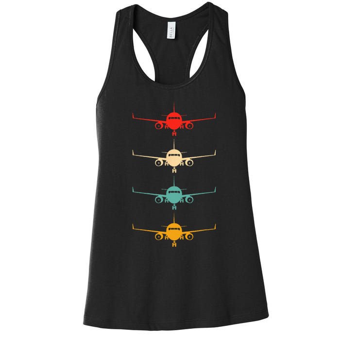 Aviation Airplane Flying Airline Funny Vintage Pilot Women's Racerback Tank