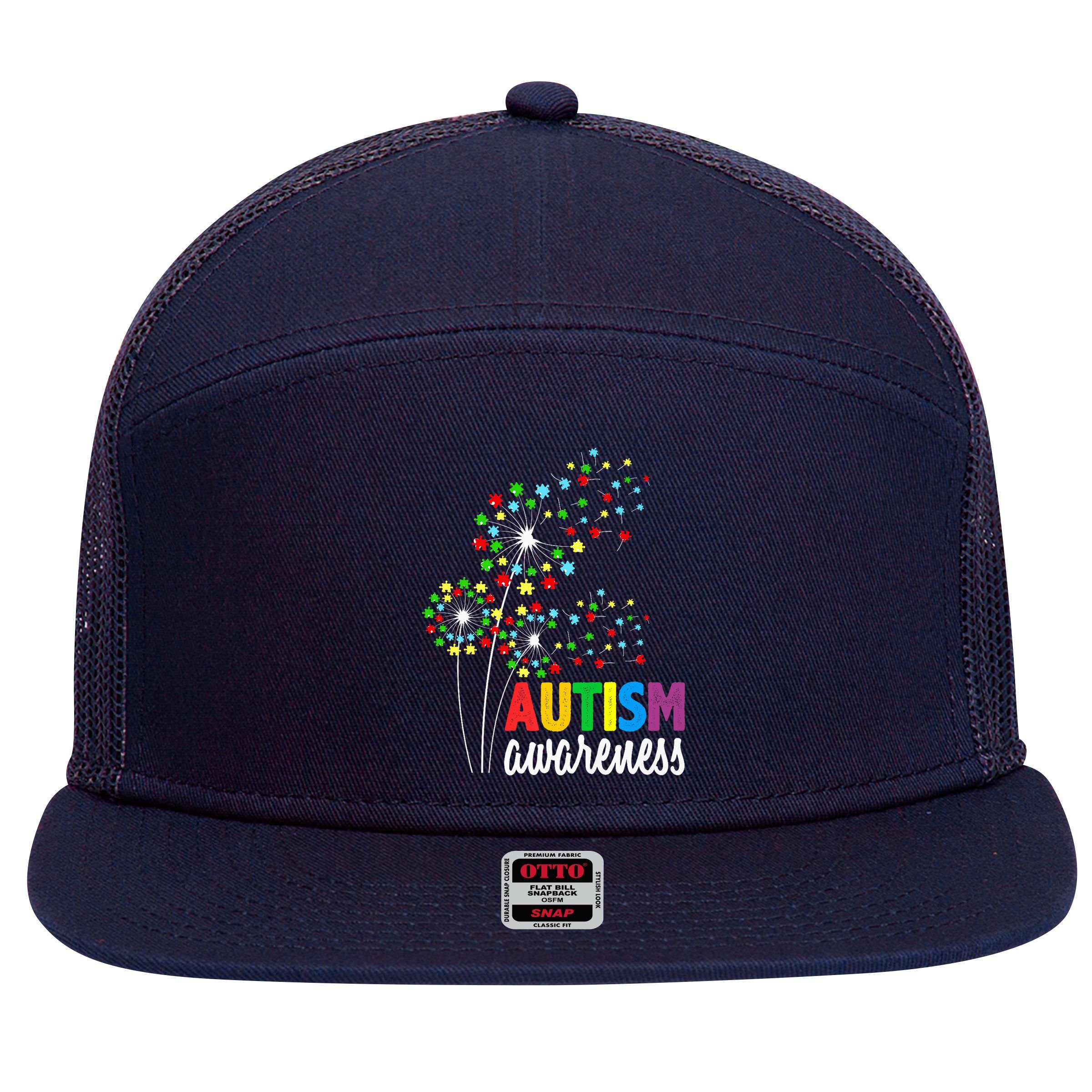 Autism Awareness Flower Autism Flower 7 Panel Mesh Trucker Snapback Hat