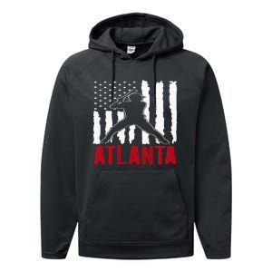 Atlanta American Flag Baseball Performance Fleece Hoodie