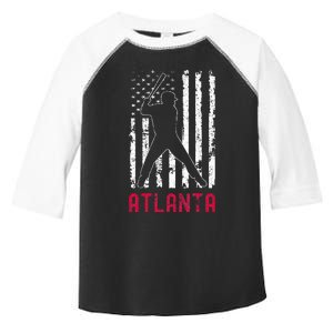 Atlanta American Flag Baseball Weathered Toddler Fine Jersey T-Shirt