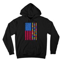 Autism American Flag Distressed For Autism Awareness Hoodie