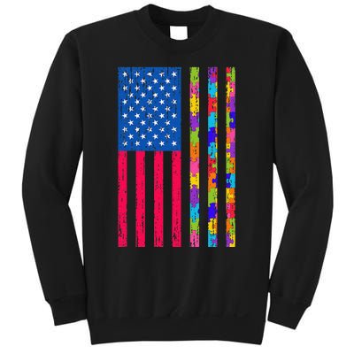 Autism American Flag Distressed For Autism Awareness Sweatshirt