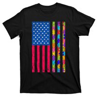 Autism American Flag Distressed For Autism Awareness T-Shirt