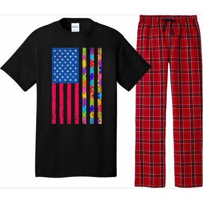 Autism American Flag Distressed For Autism Awareness Pajama Set