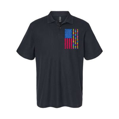 Autism American Flag Distressed For Autism Awareness Softstyle Adult Sport Polo