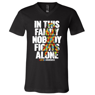 Autism Awareness Family Support Mom Autism Awareness V-Neck T-Shirt