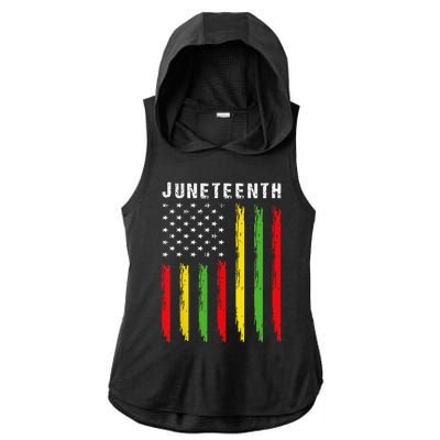 African American Flag Juneteenth Ladies PosiCharge Tri-Blend Wicking Draft Hoodie Tank