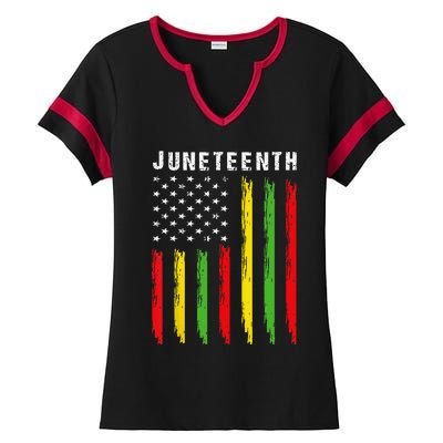 African American Flag Juneteenth Ladies Halftime Notch Neck Tee