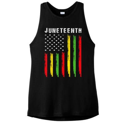 African American Flag Juneteenth Ladies PosiCharge Tri-Blend Wicking Tank