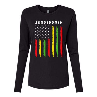 African American Flag Juneteenth Womens Cotton Relaxed Long Sleeve T-Shirt