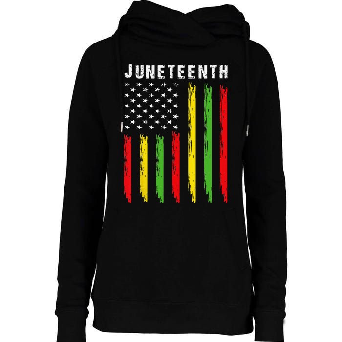 African American Flag Juneteenth Womens Funnel Neck Pullover Hood