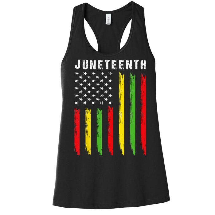 African American Flag Juneteenth Women's Racerback Tank