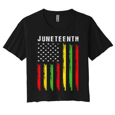 African American Flag Juneteenth Women's Crop Top Tee