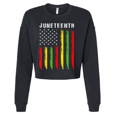 African American Flag Juneteenth Cropped Pullover Crew