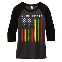 African American Flag Juneteenth Women's Tri-Blend 3/4-Sleeve Raglan Shirt