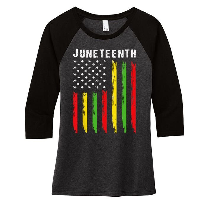 African American Flag Juneteenth Women's Tri-Blend 3/4-Sleeve Raglan Shirt