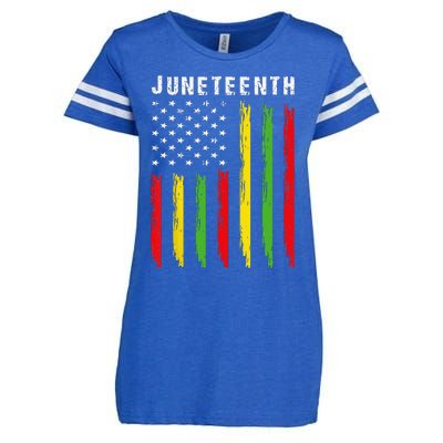 African American Flag Juneteenth Enza Ladies Jersey Football T-Shirt