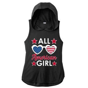 All American Girl 4th Of July Girl Sunglasses Ladies PosiCharge Tri-Blend Wicking Draft Hoodie Tank