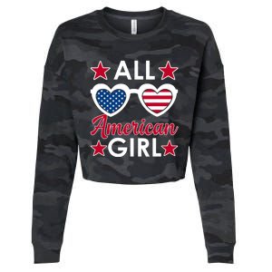 All American Girl 4th Of July Girl Sunglasses Cropped Pullover Crew