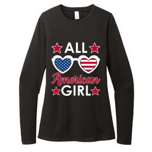 All American Girl 4th Of July Girl Sunglasses Womens CVC Long Sleeve Shirt