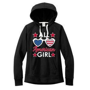 All American Girl 4th Of July Girl Sunglasses Women's Fleece Hoodie