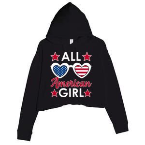 All American Girl 4th Of July Girl Sunglasses Crop Fleece Hoodie