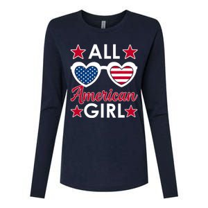 All American Girl 4th Of July Girl Sunglasses Womens Cotton Relaxed Long Sleeve T-Shirt