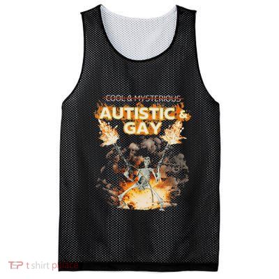 Autistic And Gay Skeleton Funny Mesh Reversible Basketball Jersey Tank