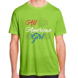 All American Girl Women American Flag 4th Of July Fireworks Adult ChromaSoft Performance T-Shirt