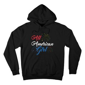 All American Girl Women American Flag 4th Of July Fireworks Hoodie