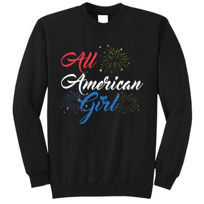 All American Girl Women American Flag 4th Of July Fireworks Sweatshirt