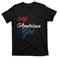 All American Girl Women American Flag 4th Of July Fireworks T-Shirt