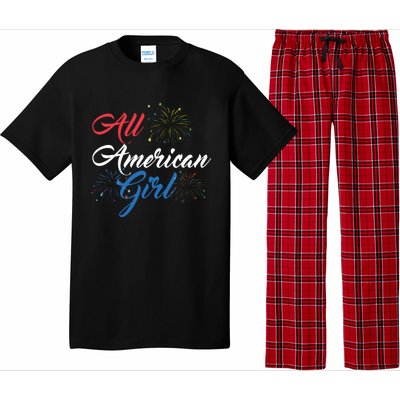 All American Girl Women American Flag 4th Of July Fireworks Pajama Set