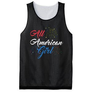 All American Girl Women American Flag 4th Of July Fireworks Mesh Reversible Basketball Jersey Tank