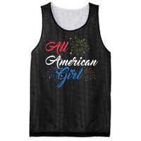 All American Girl Women American Flag 4th Of July Fireworks Mesh Reversible Basketball Jersey Tank