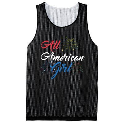 All American Girl Women American Flag 4th Of July Fireworks Mesh Reversible Basketball Jersey Tank